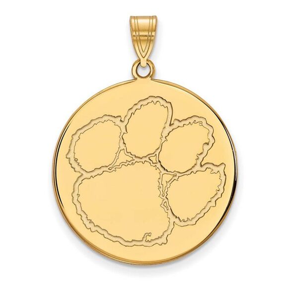 14k Yellow Gold Clemson U XL Disc Pendant